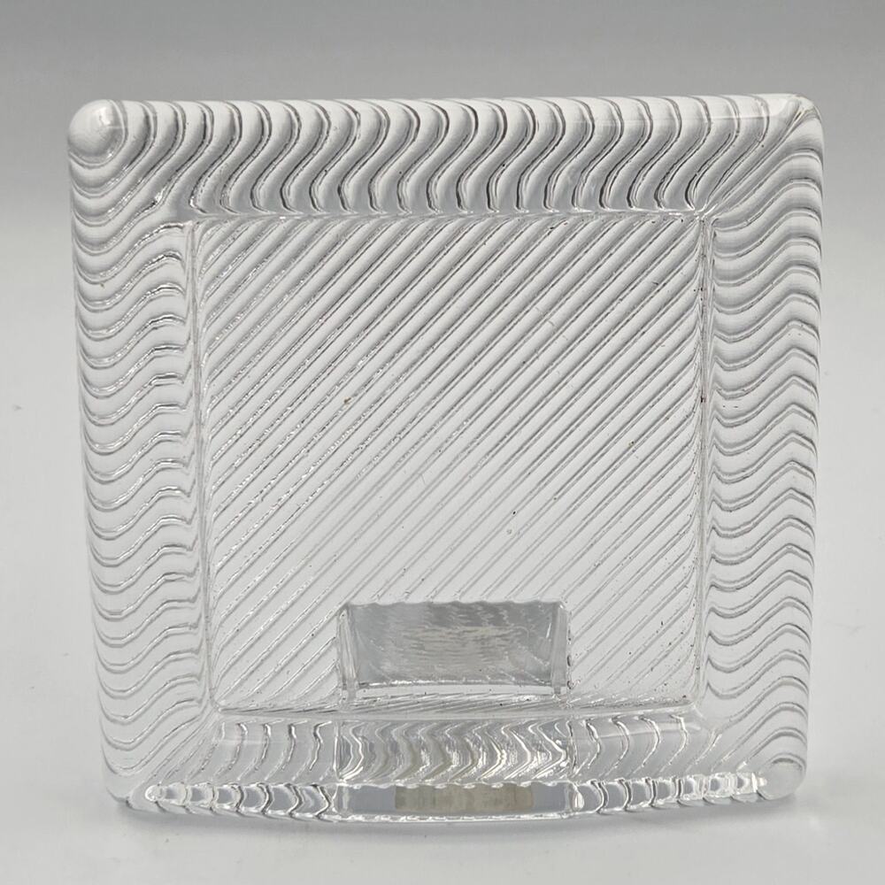 Vintage Mikasa Japan Heavy Clear Glass Square Picture Frame Wavy Ribbed Pattern